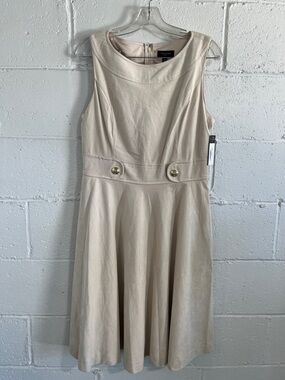 Tahari Ultra-suede Sleeveless Fit-and-Flare Dress- Size 10